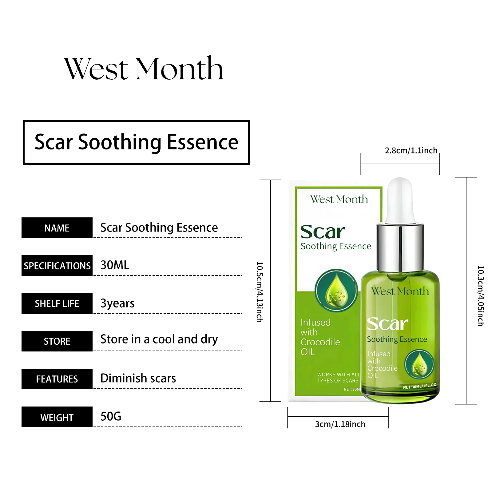 Scar Soothing Essence Repairs Skin, Reduces Stretch Marks & Wrinkles 30ml 1 scar soothing essence repair 30ml wes zcwkjy9k desc 1