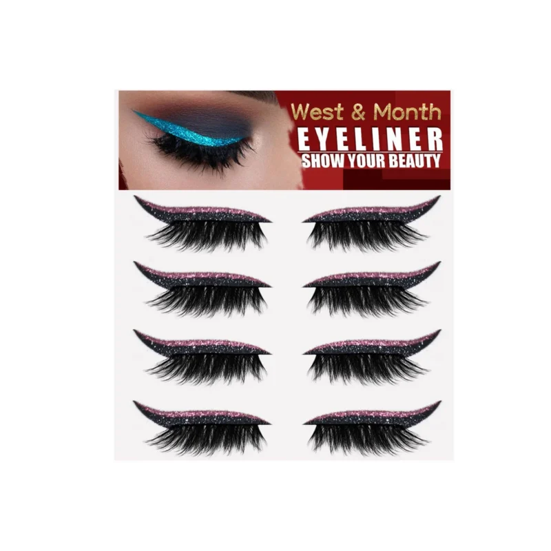West Month Self-Adhesive Eyeliner Stickers, 4-Pairs, Waterproof & Reusable