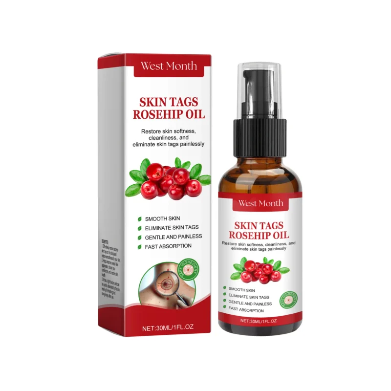 West Month Skin Tags Rosehip Oil Essence in a 30ml bottle for gentle wart and skin tag removal