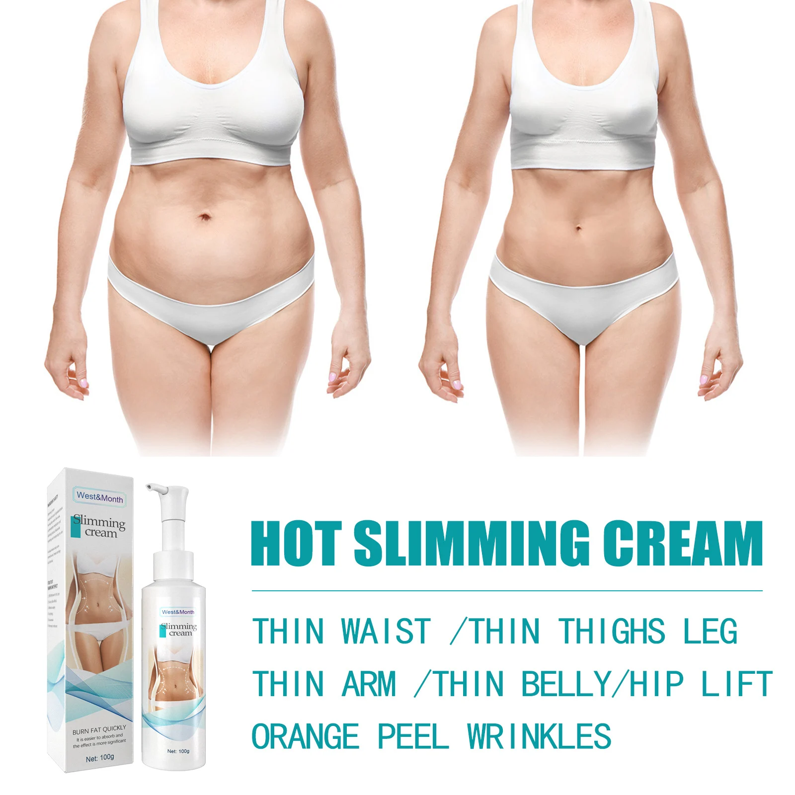 West Month Slimming & Firming Cream for Waist, Thighs, Arms, Belly Fat Reduction 5 slimming firming cream wes ducq7d9u desc 5