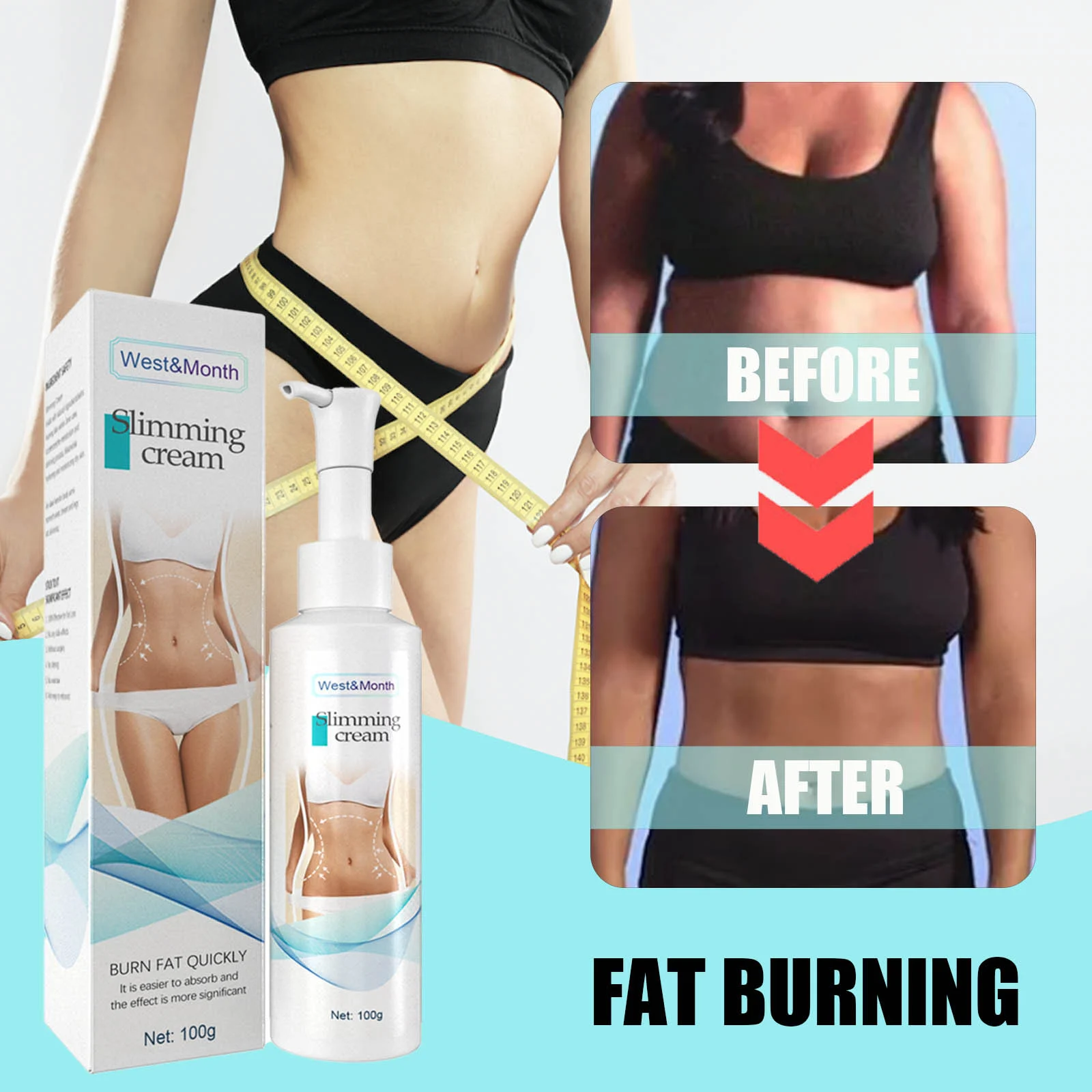 West Month Slimming & Firming Cream for Waist, Thighs, Arms, Belly Fat Reduction 6 slimming firming cream wes ducq7d9u desc 6