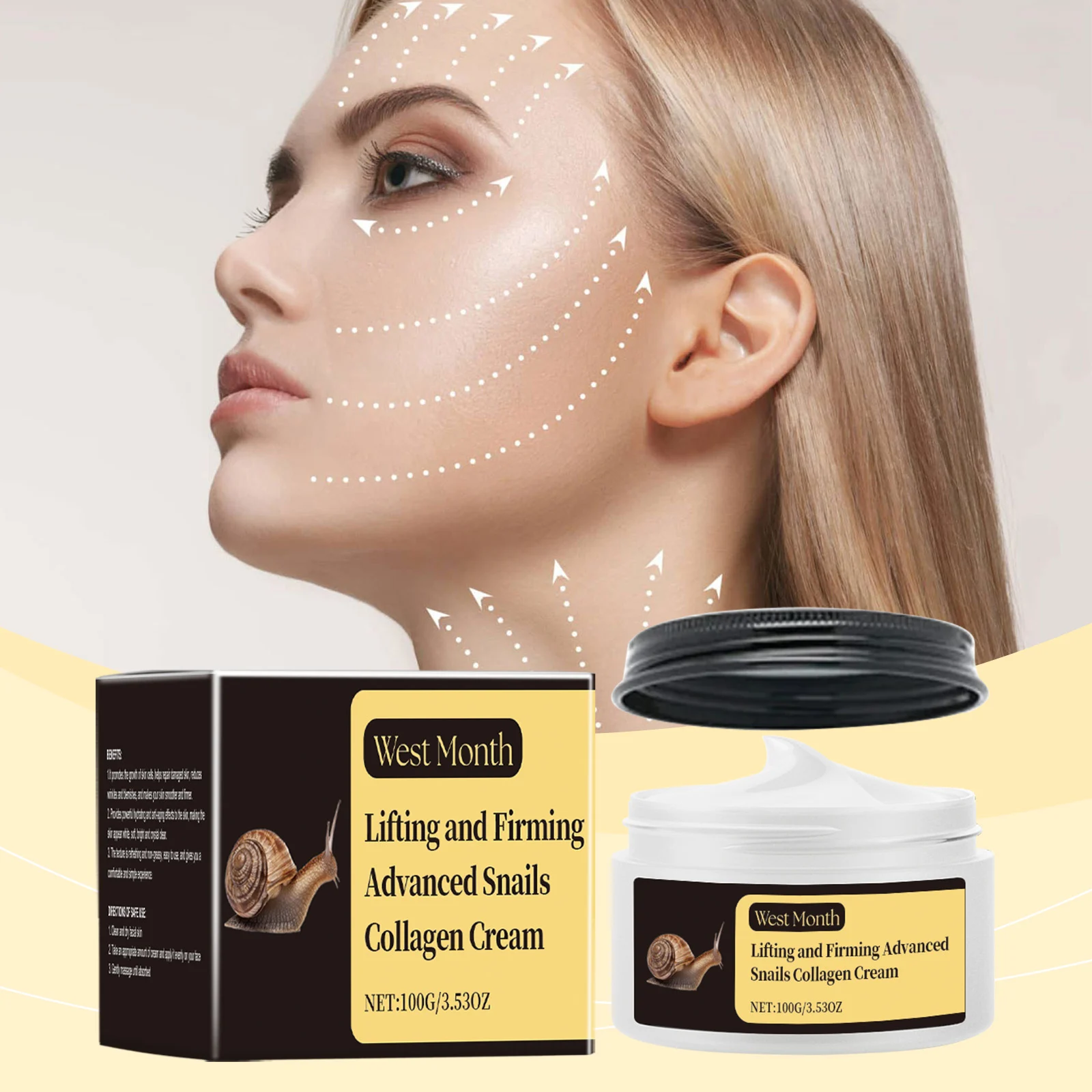 West Month Snail Collagen Firming Cream for Wrinkles, Moisturizing & Brightening 2 snail collagen firming cream wes eck9y3rq desc 2