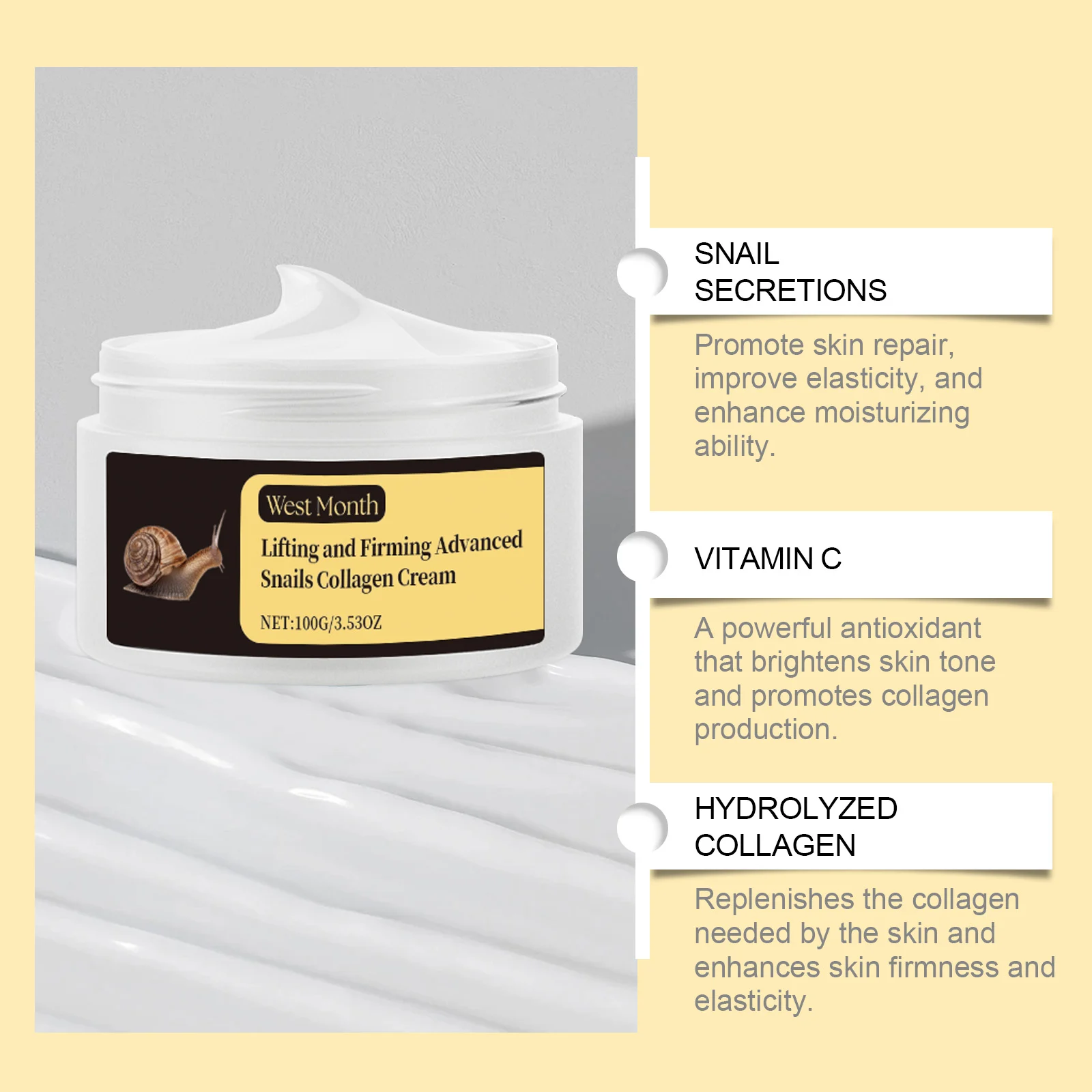 West Month Snail Collagen Firming Cream for Wrinkles, Moisturizing & Brightening 9 snail collagen firming cream wes eck9y3rq desc 9