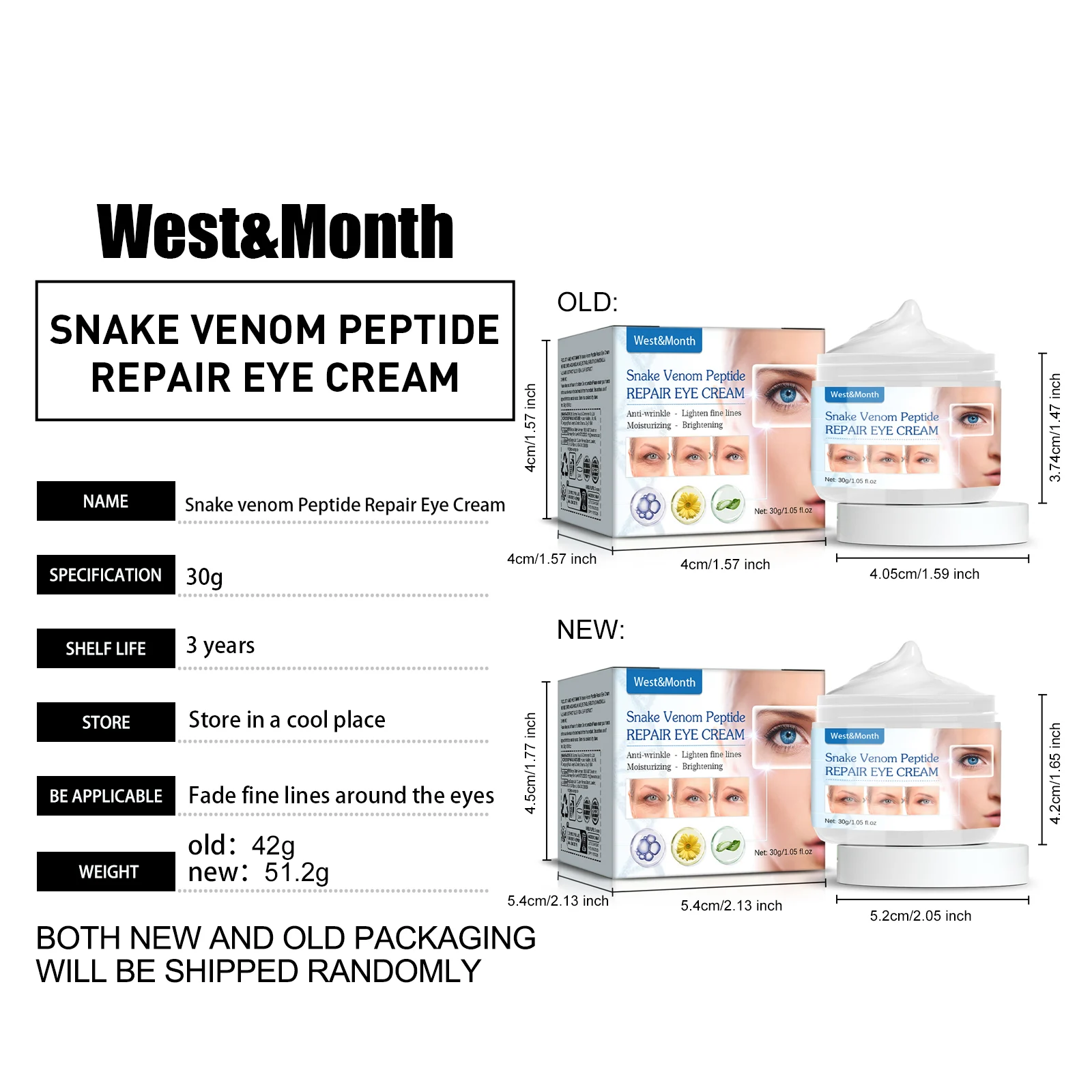 West Month Snake Venom Peptide Repair Eye Cream Anti Wrinkle Moisturizing Dark Circles 1 snake venom peptide eye cream wes 738dvhnz desc 1
