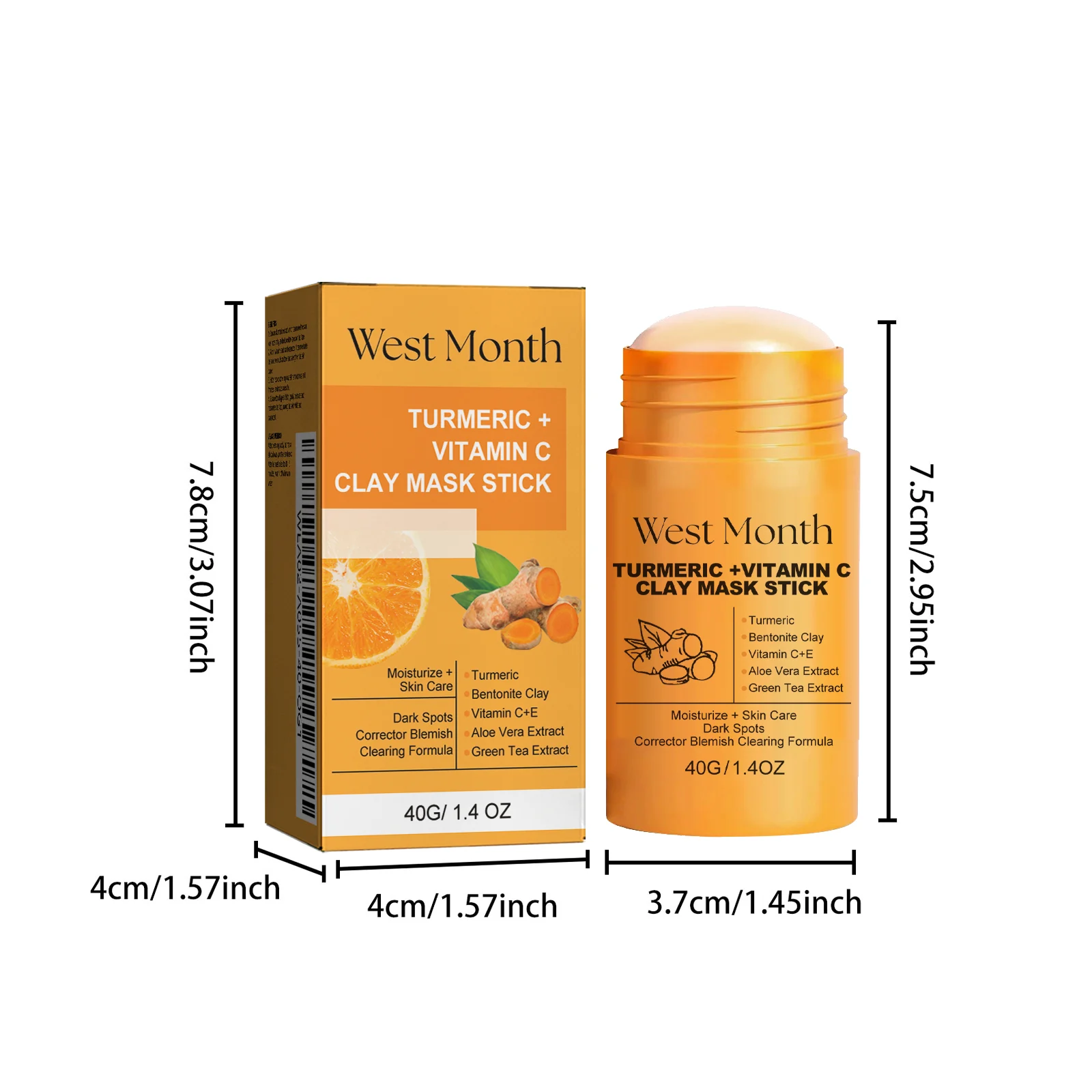 West Month Turmeric & Vitamin C Clay Mask Stick for Deep Cleansing, Brightening, Pore Minimizing 1 turmeric vitamin c clay mask stick wes 26uvhmp5 desc 1