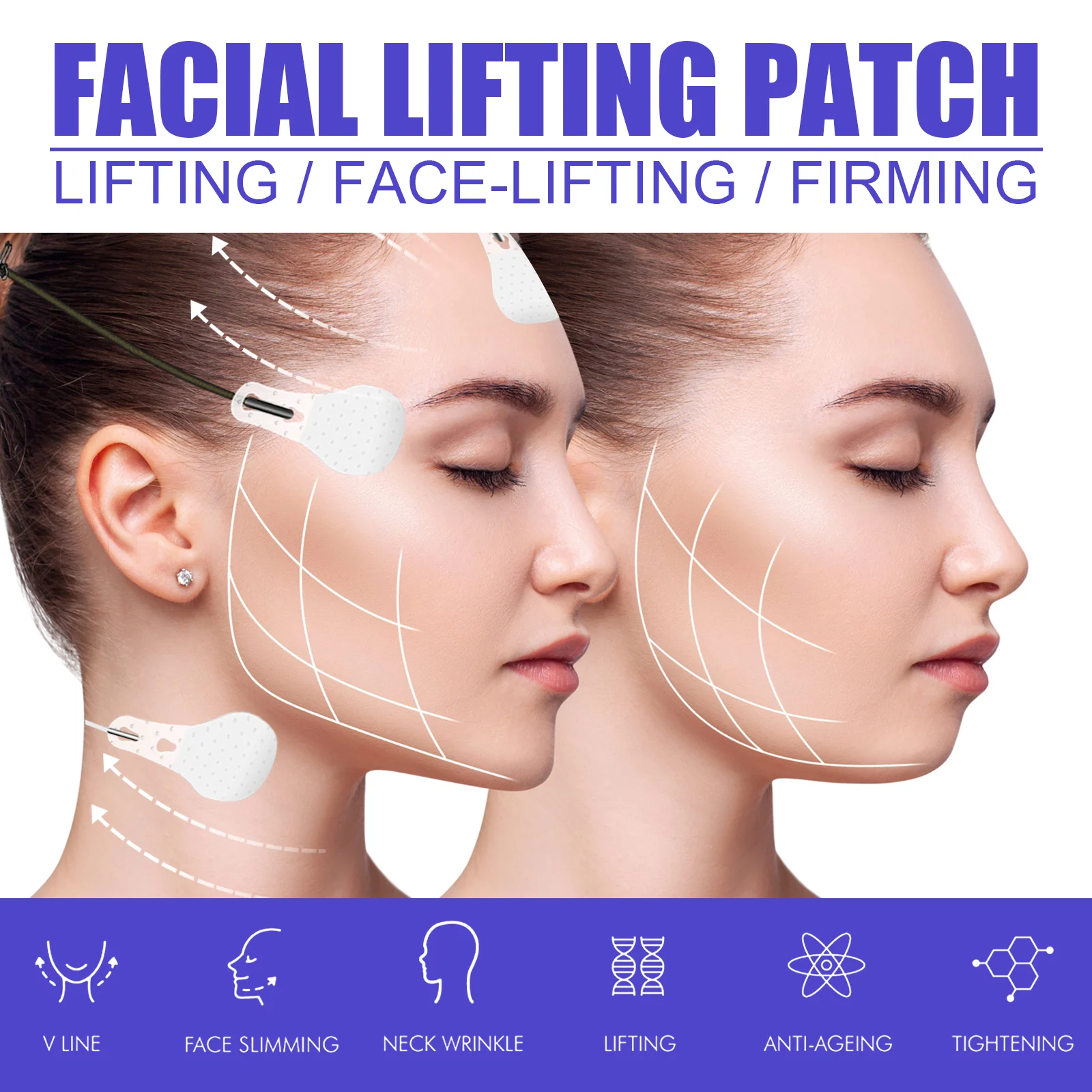 V-Shaped Face Lifting Patches Facial Firming Anti-Aging Slimming Tape 6 v shaped face lifting patches facial firming slimming tape wes j4gyg3mn desc 6