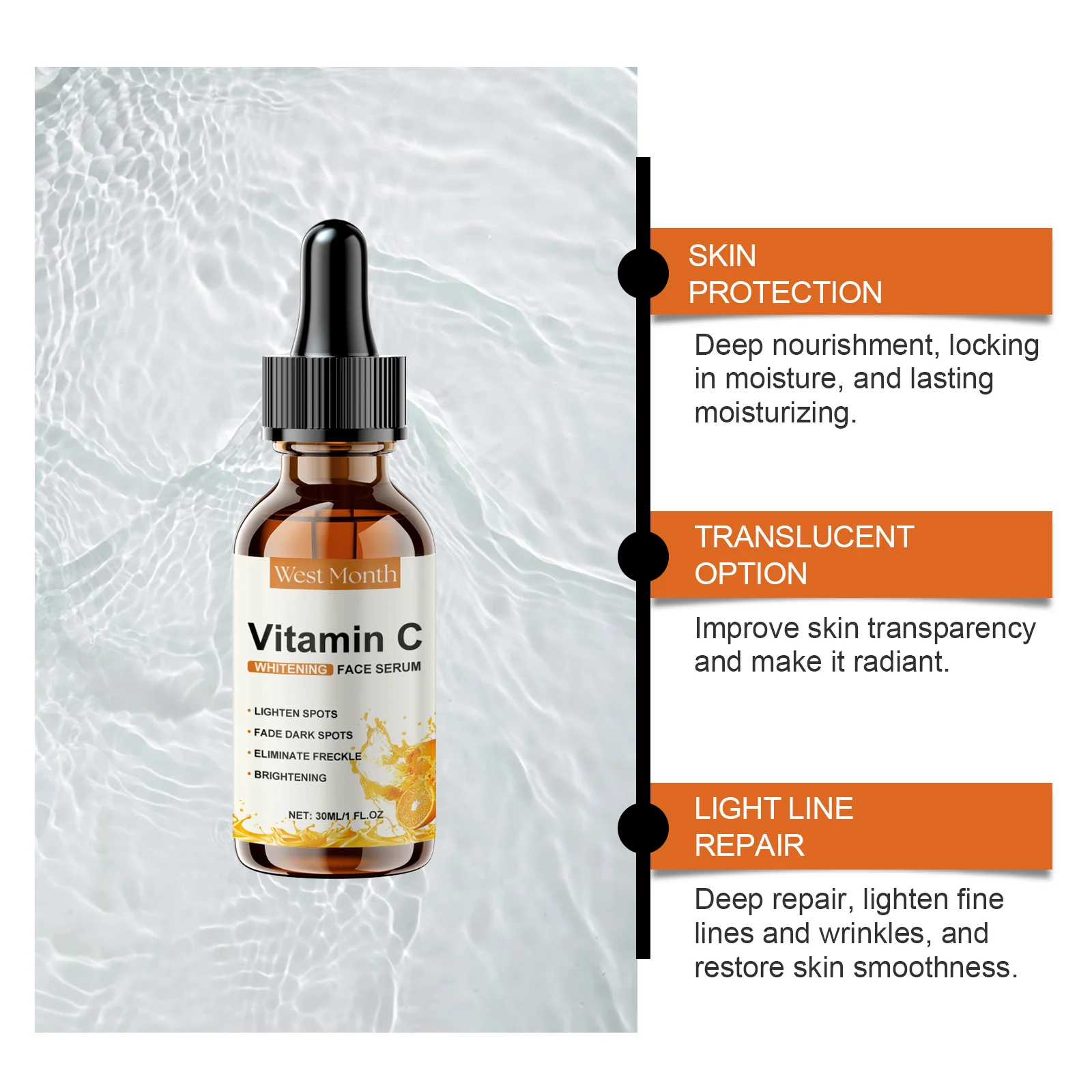 Vitamin C Face Serum Hydrating Brightening Anti-Aging Skin Care 30ml 8 vitamin c face serum hydrating brightening anti aging 30ml wes 8pez4fbf desc 8