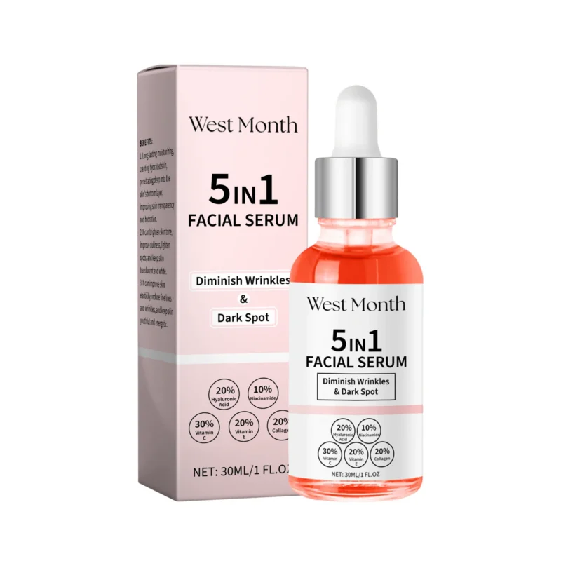 West Month 5-in-1 Vitamin C Facial Serum with Niacinamide & Hyaluronic Acid for Skin Brightening
