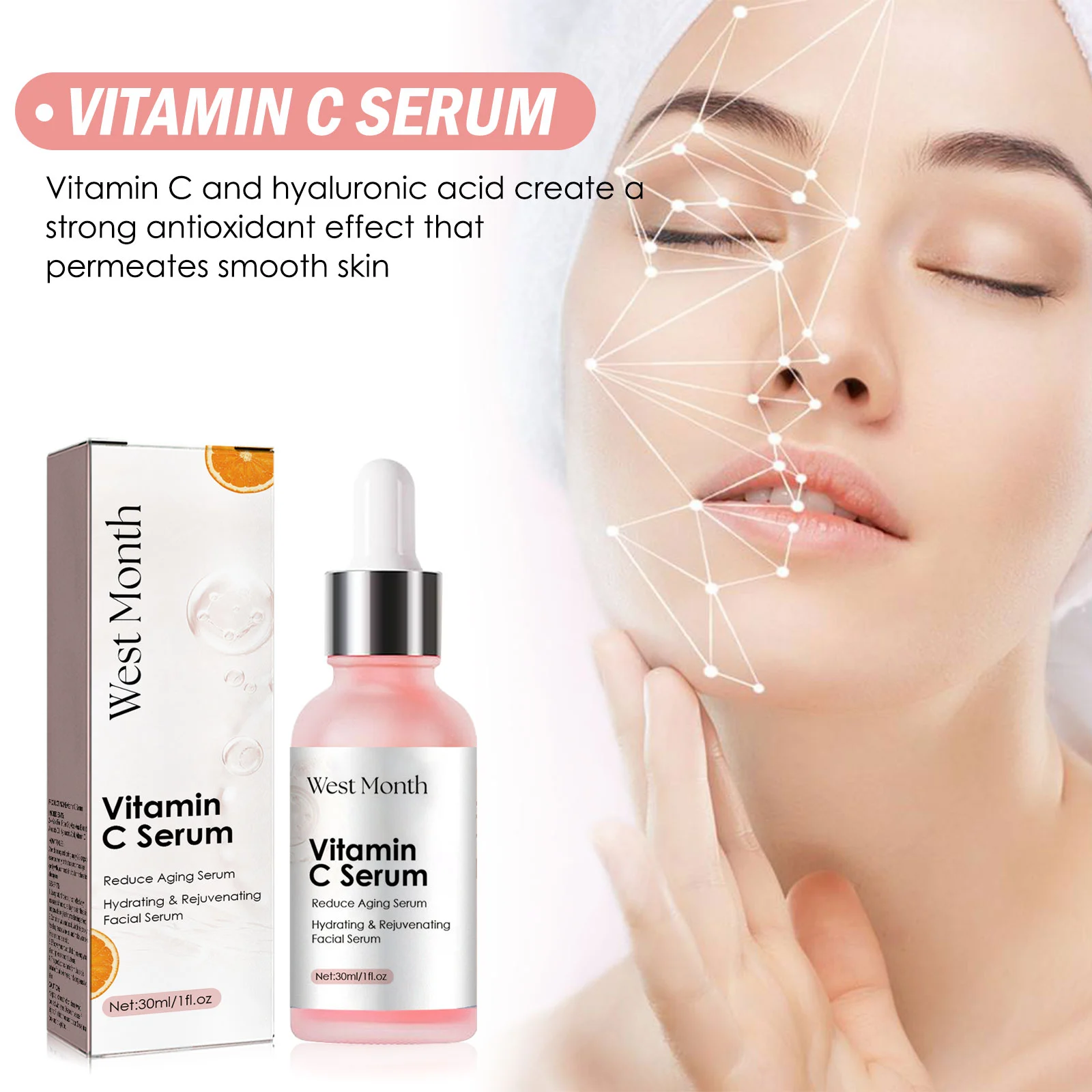 West Month Vitamin C Serum for Face, Hydrating, Brightening, Anti-Aging, 30ml 7 vitamin c facial serum wes 7cpza6s7 desc 7