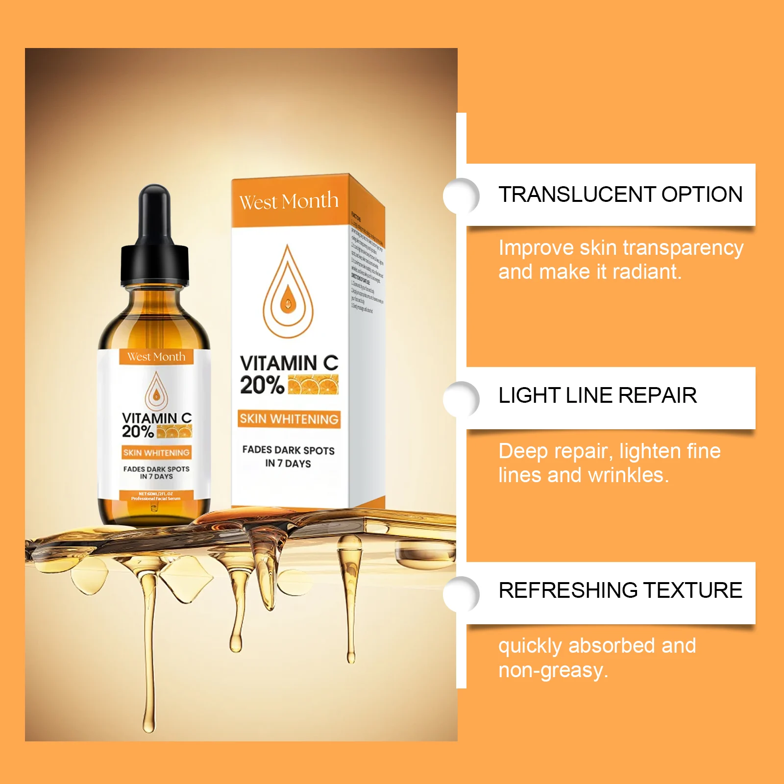 West Month Vitamin C Serum 20% for Brightening Skin & Fading Dark Spots 5 vitamin c serum brightening wes 6kdp6d7r desc 5