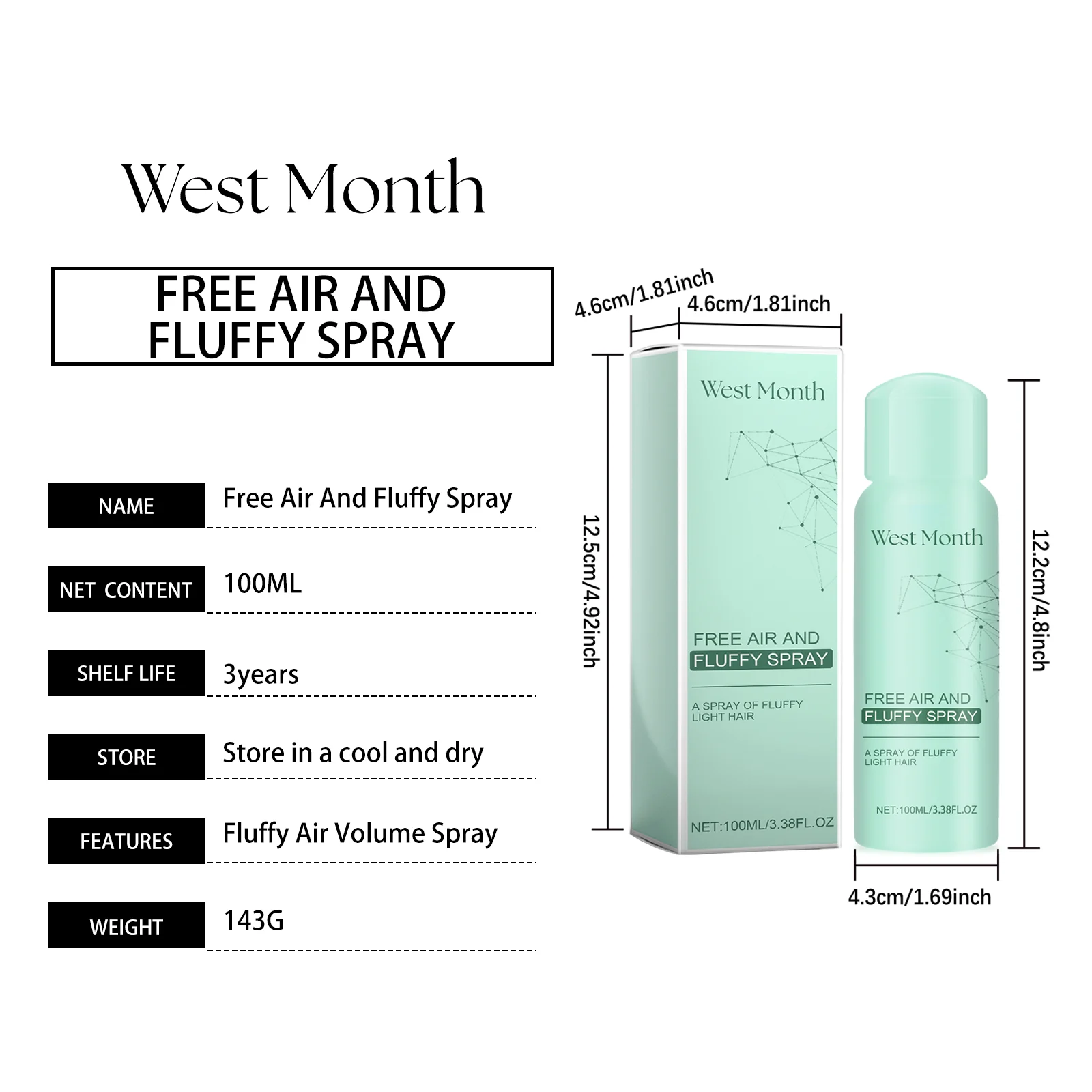 Volumizing Hair Spray 100ml for Airy, Fluffy, Non-Greasy Hair 1 volumizing hair spray 100ml wes the6vjq7 desc 1