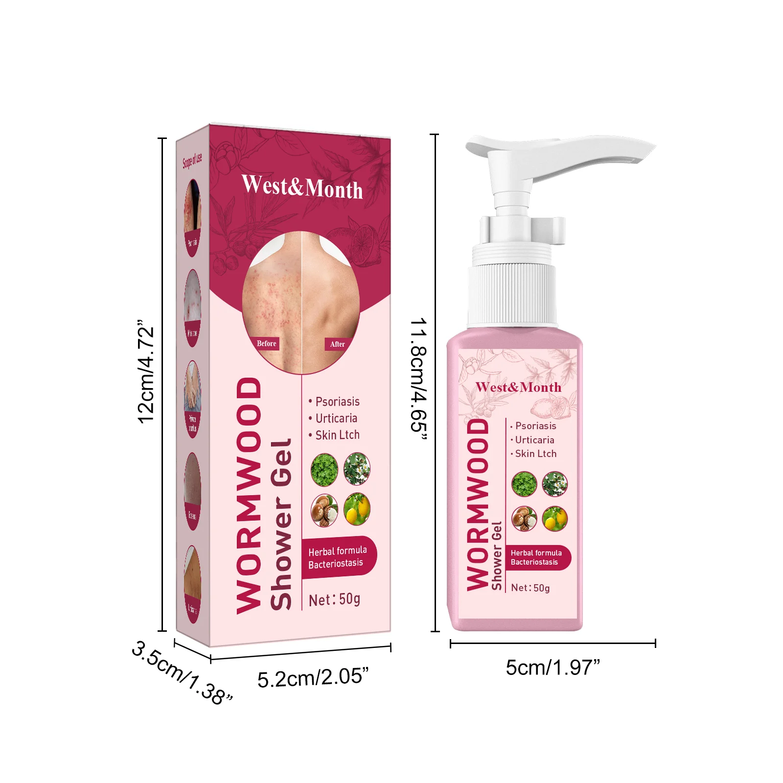 West Month Wormwood Shower Gel with Chrysanthellum and Artemisia Extract for Psoriasis & Eczema 1 wormwood shower gel wes tbeug267 desc 1